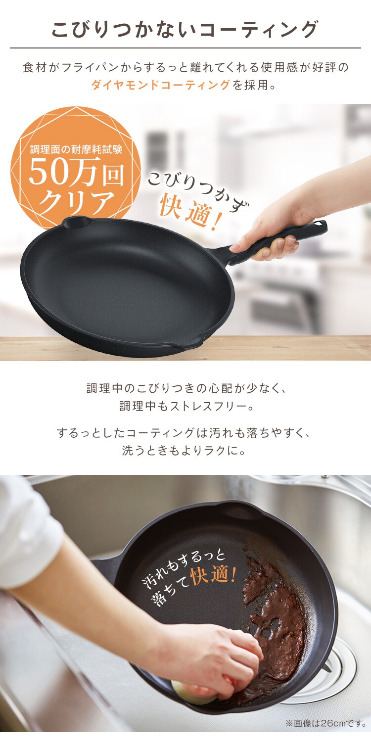 フライパン 28cm IH/ガス火対応 軽量 IVL-F282