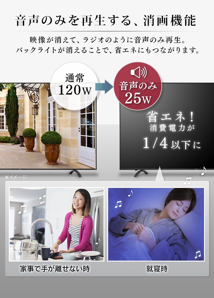 【訳あり】4Kチューナー内蔵液晶テレビ 55V LUCA LT-55D6210B ブラック7