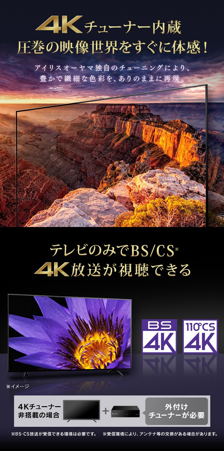 4Kチューナー内蔵液晶テレビ 75V LUCA LT-75D6210S ブラック H518082F│アイリスプラザ│アイリスオーヤマ公式通販サイト