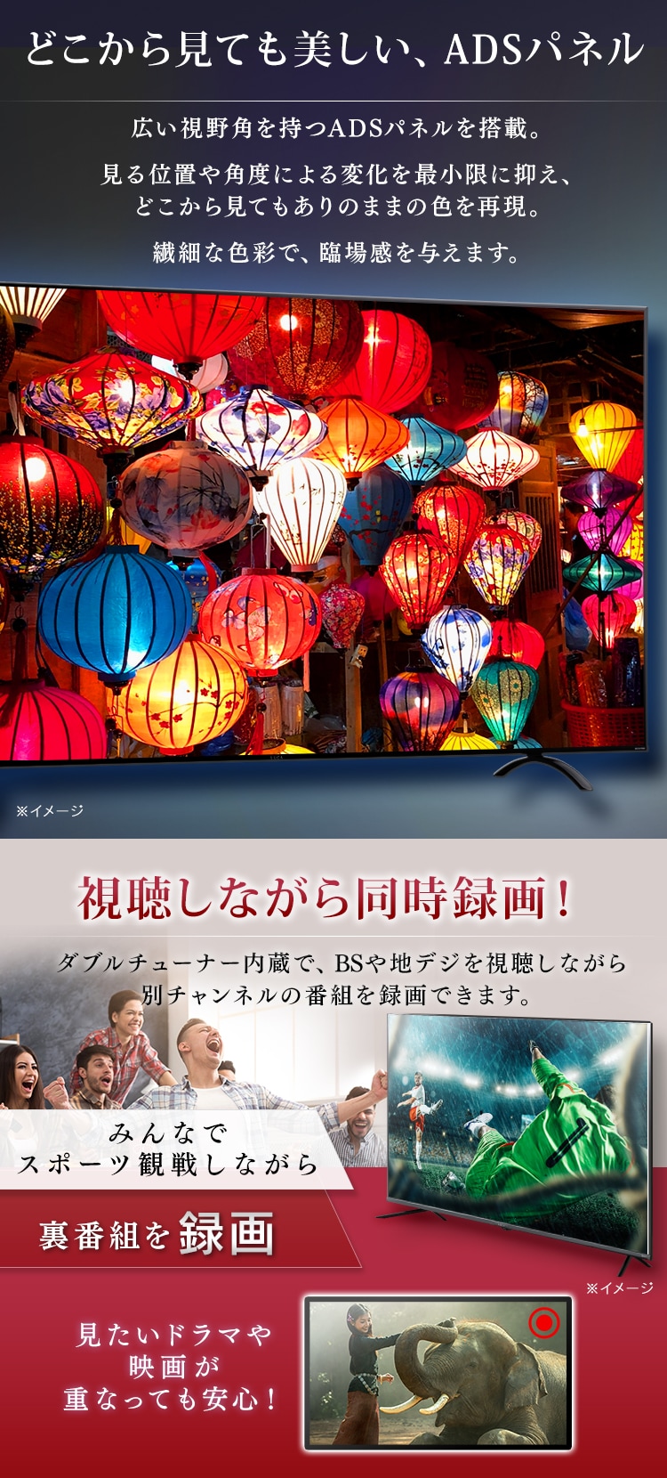 4Kチューナー内蔵液晶テレビ 65V LUCA LT-65D6210B ブラック【代引き不可】5