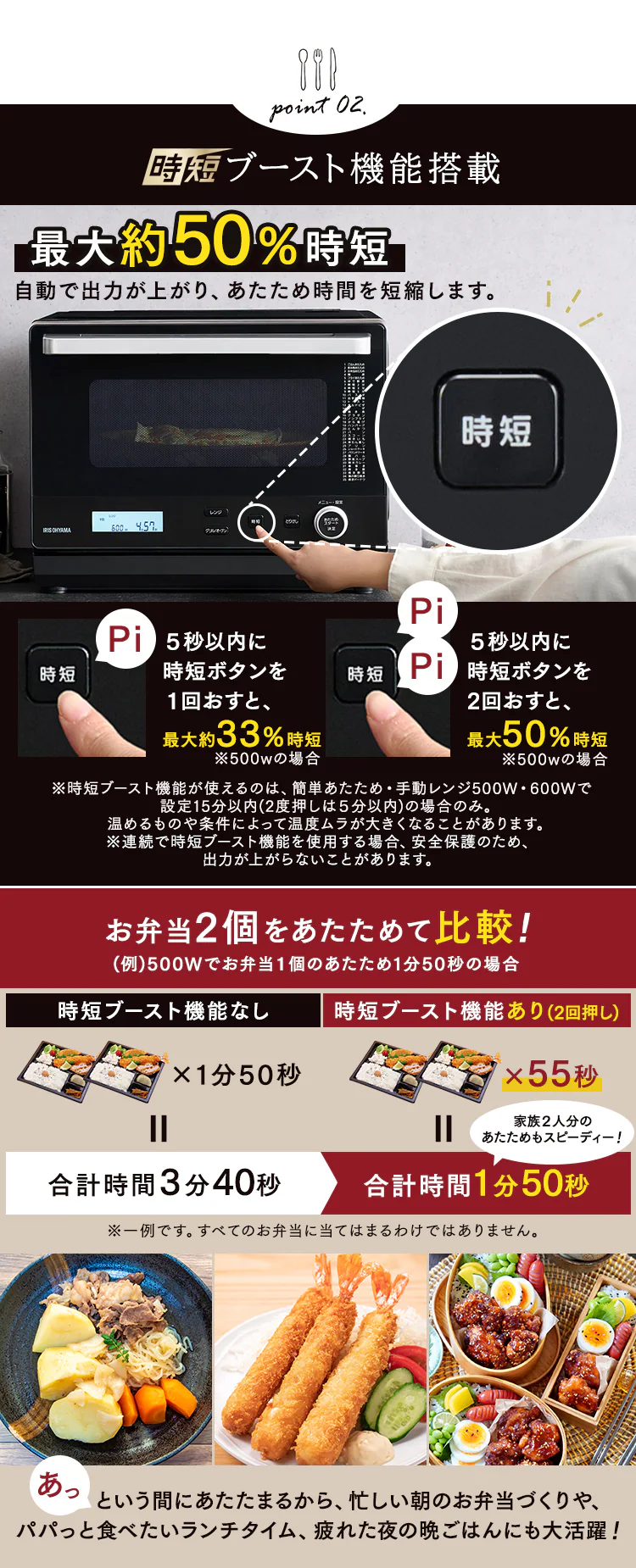 スチームオーブンレンジ 26L カップ式 MO-FS2601-B ヘルシーメニュー 26種類 時短ブースト ブラック6