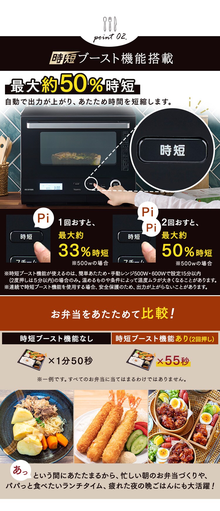 スチームオーブンレンジ 30L タンク式 MS-F3001-B ヘルシーメニュー 26種類 時短ブースト ブラック5