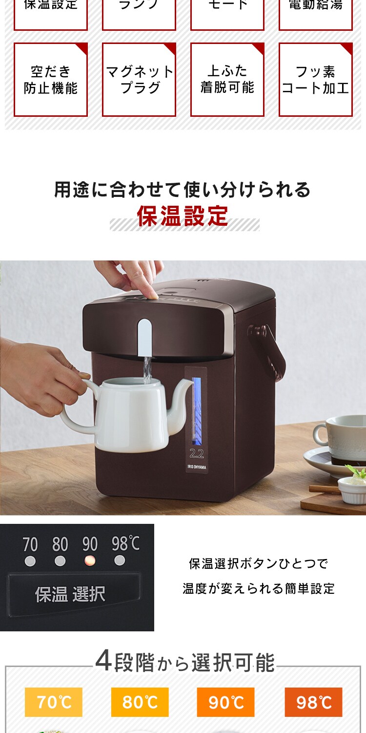 【訳あり】ジャーポット 2.2L マイコン式 IAHD-122-B ブラック2