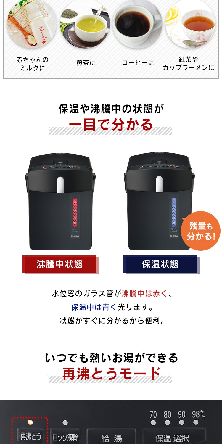 【訳あり】ジャーポット 2.2L マイコン式 IAHD-122-B ブラック3