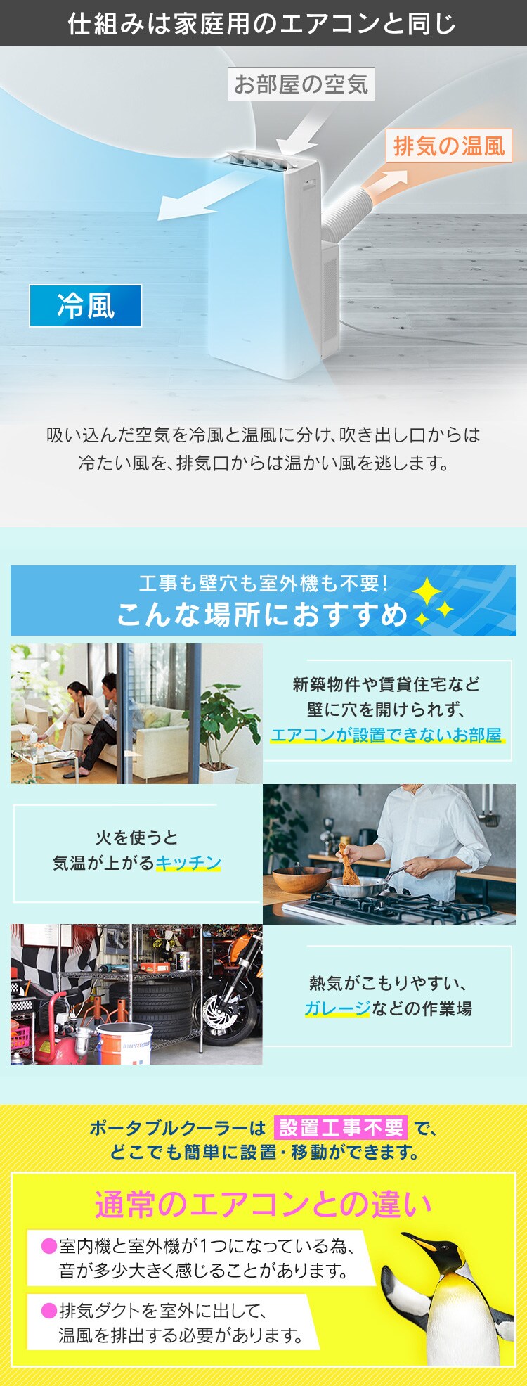 ポータブルクーラー冷専3.5kW IPA-3521G-W ホワイト　8畳2