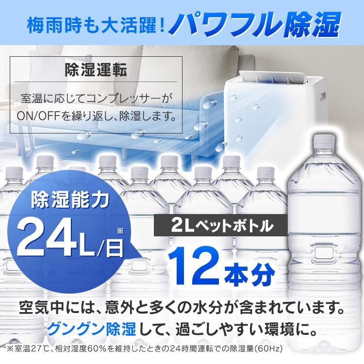 ポータブルクーラー冷暖2.8kW IPA-2821GH-W ホワイト 7畳 H518337F