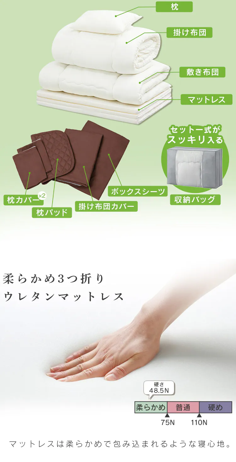 【10点】布団セット シングル マットレス付き  ブルー3