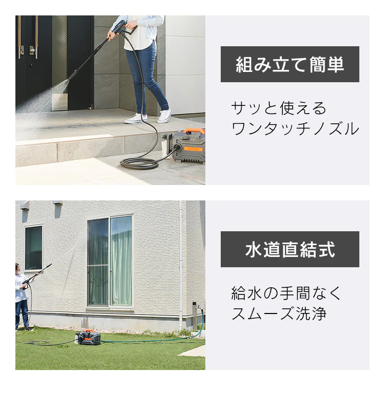 高圧洗浄機 10.5MPa 超強力水圧 コンパクト 15点セット FBN-502 オレンジ7