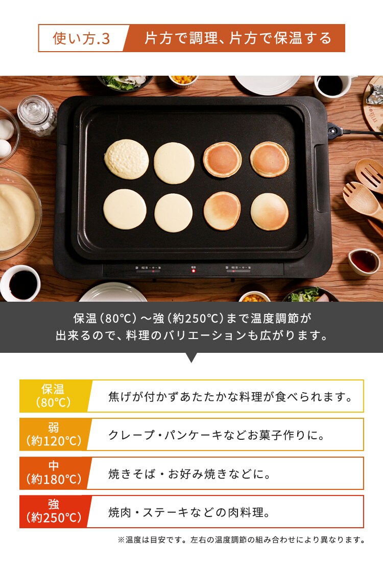 【訳あり】ホットプレート 左右温調 WHP-021-W ホワイト4