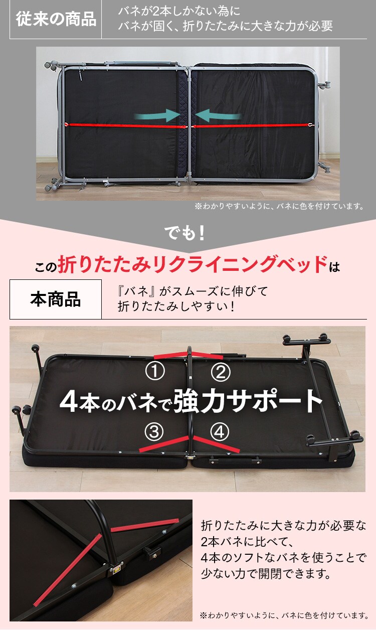 折りたたみベッド シングル OTB-TR ブラック【組立品・14段階リクライニング】7