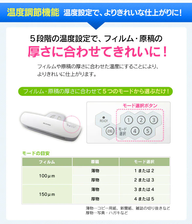 ラミネーター A3対応 4本ローラー 150μm LFA34AR-W ホワイト4