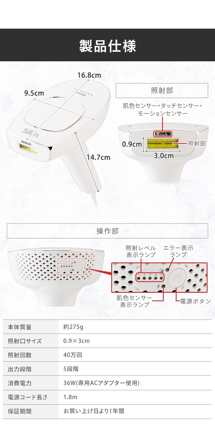 ホームパルスライト式 光美容器 エピレタ モーション プロ EP-0440-W12