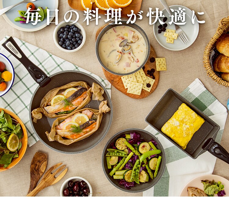 【IH対応】ダイヤモンドコートパン ホワイト＆マーブル 12点セット ISＮ-SE122