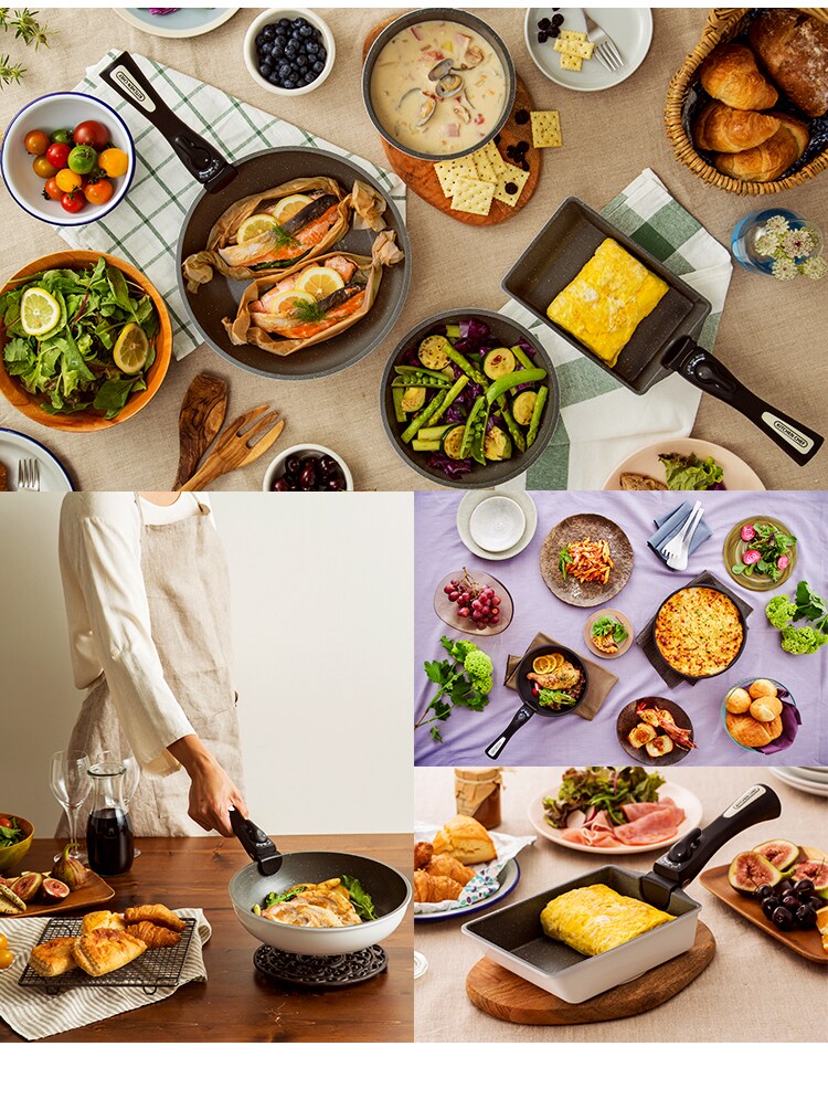 【IH対応】ダイヤモンドコートパン ホワイト＆マーブル 12点セット ISＮ-SE1220