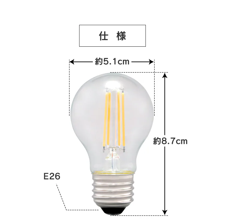LEDフィラメント電球 E26口金 全方向タイプ 40W形相当 電球色 LDG4L-G-FC ミニボール球11