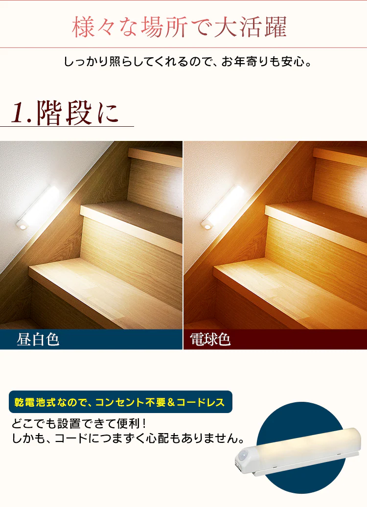 センサーライト LED 乾電池式 ウォールタイプ 昼白色 BSL40WN-WV25