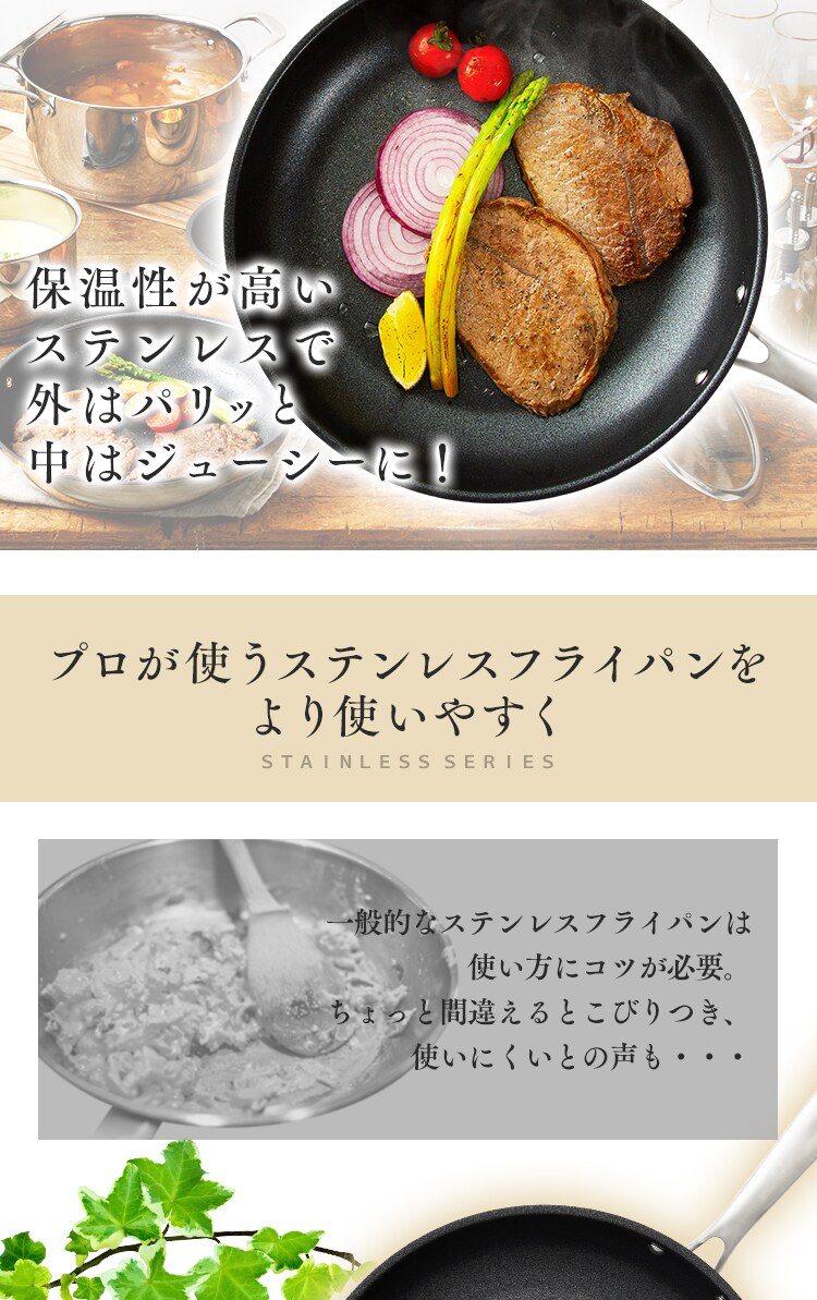 【訳あり】フライパン 6点セット IH ガス火 ステンレス SP-SE64