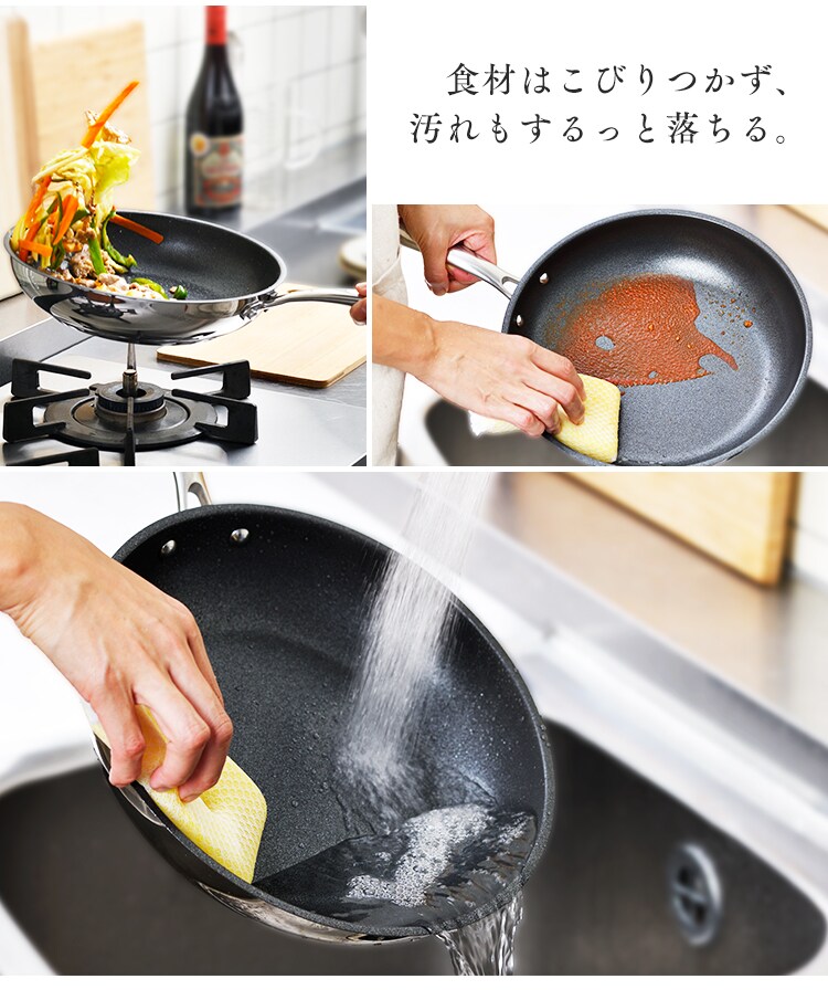 【訳あり】フライパン 6点セット IH ガス火 ステンレス SP-SE66