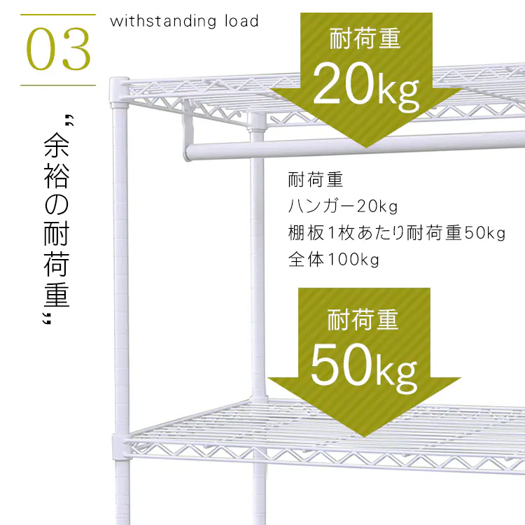 【2台セット】スチールラック 幅75cm カラーメタルラック ワードローブ CMW-75183 ホワイト9