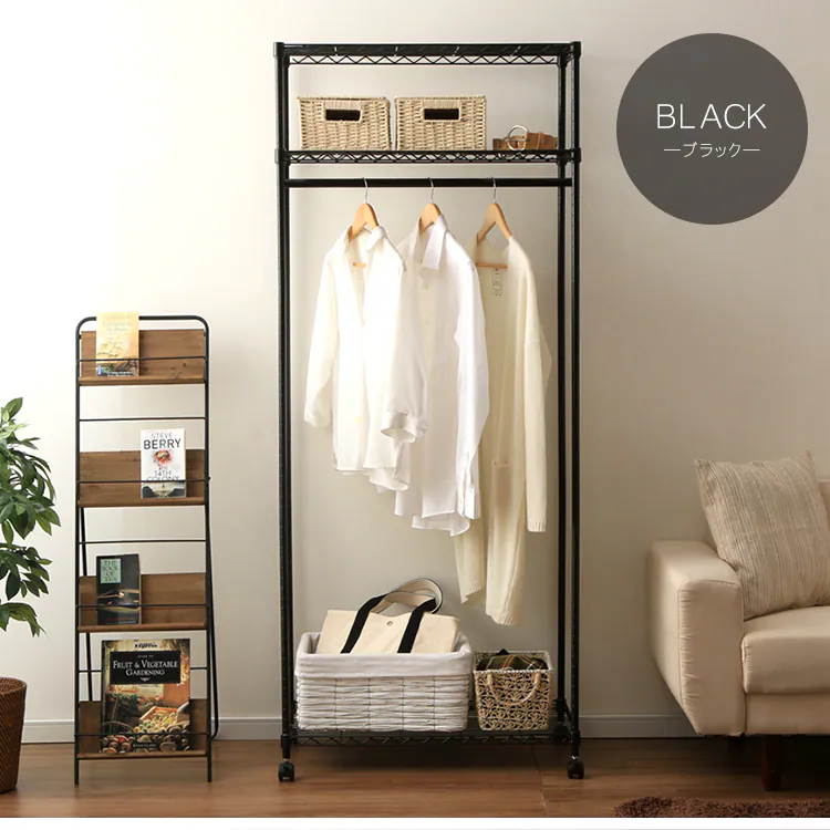 【2台セット】スチールラック 幅75cm カラーメタルラック ワードローブ CMW-75183 ホワイト17