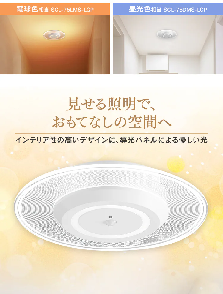 パネルライト 小型 LED 750lm 人感センサー付 昼光色 玄関 廊下 キッチン 洗面所 クローゼット トイレ 物置 照明 SCL-75DMS-LGP1