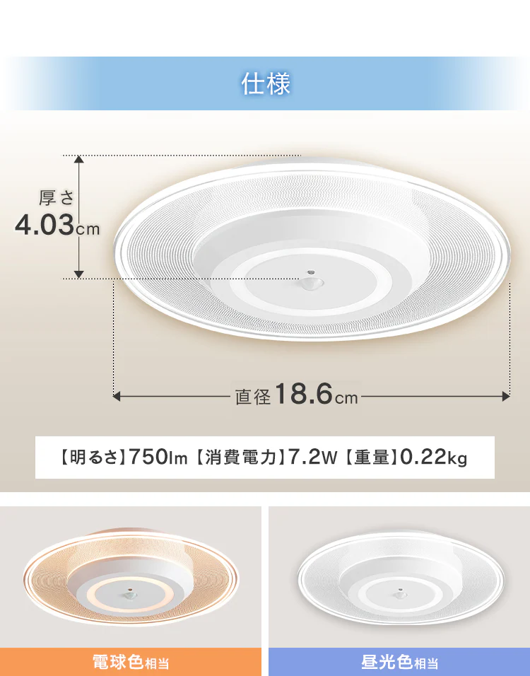 パネルライト 小型 LED 750lm 人感センサー付 昼光色 玄関 廊下 キッチン 洗面所 クローゼット トイレ 物置 照明 SCL-75DMS-LGP15