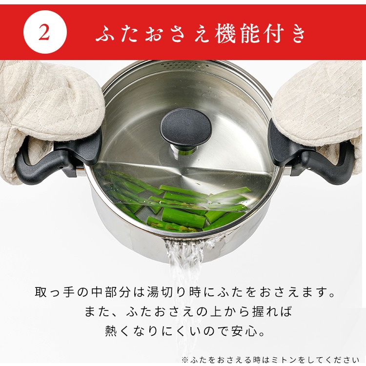 鍋 湯切り両手鍋 20cm IH/ガス SP-PY204