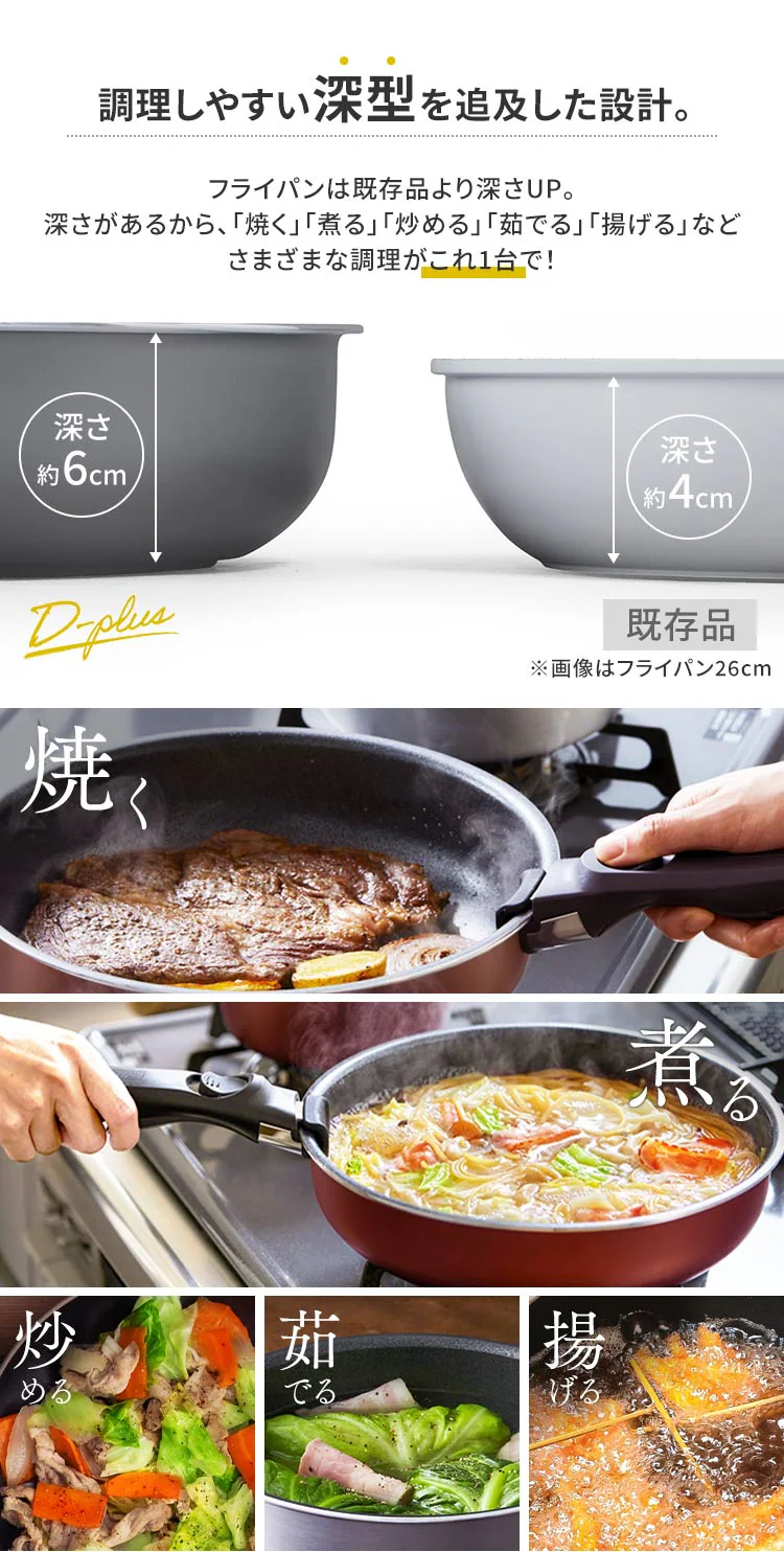 フライパン 20cm IH/ガス火対応 ダイヤモンドコートパンD-plus PDCI-S20F チェスナットブラウン1