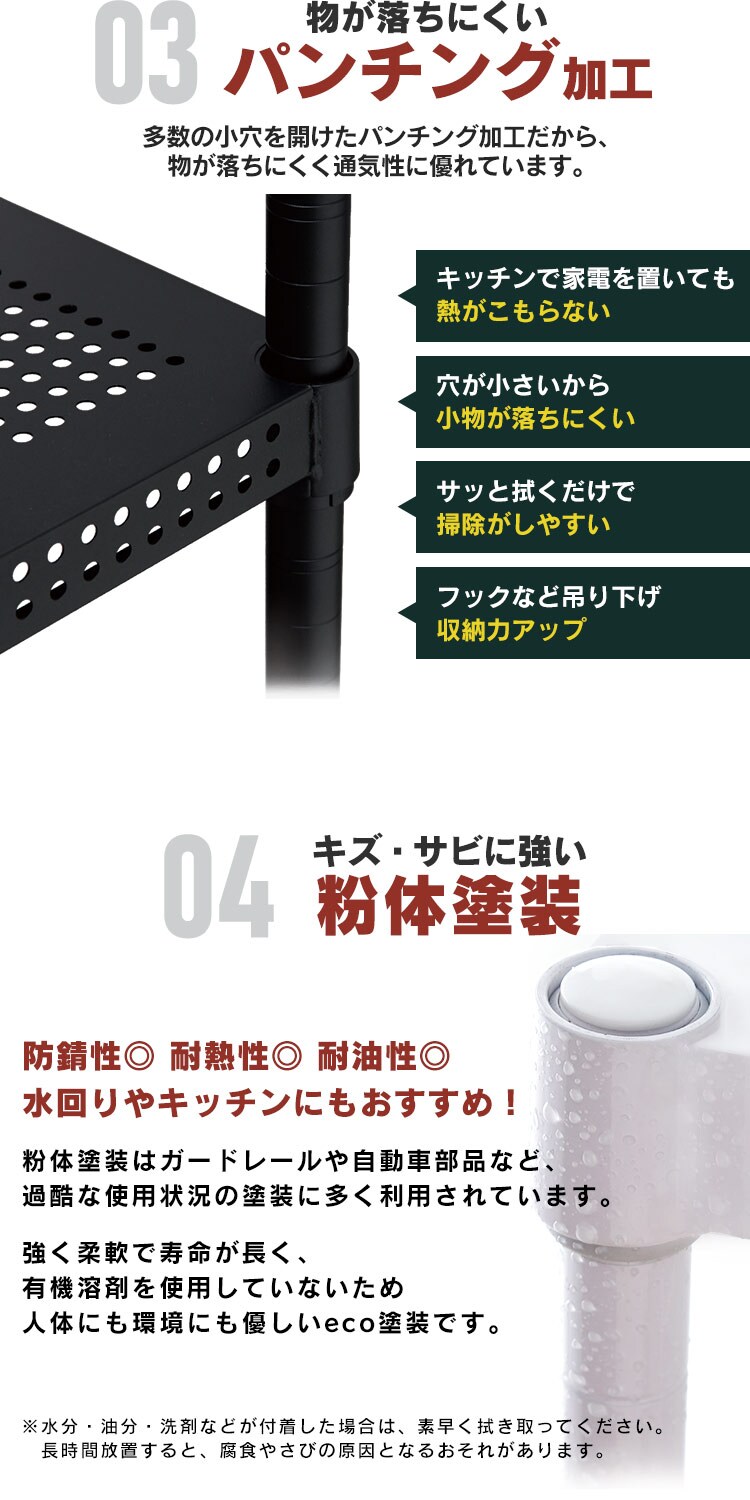 メタルラック パンチング 5段 幅91cm CMR-P9018J ホワイト (ポール直径