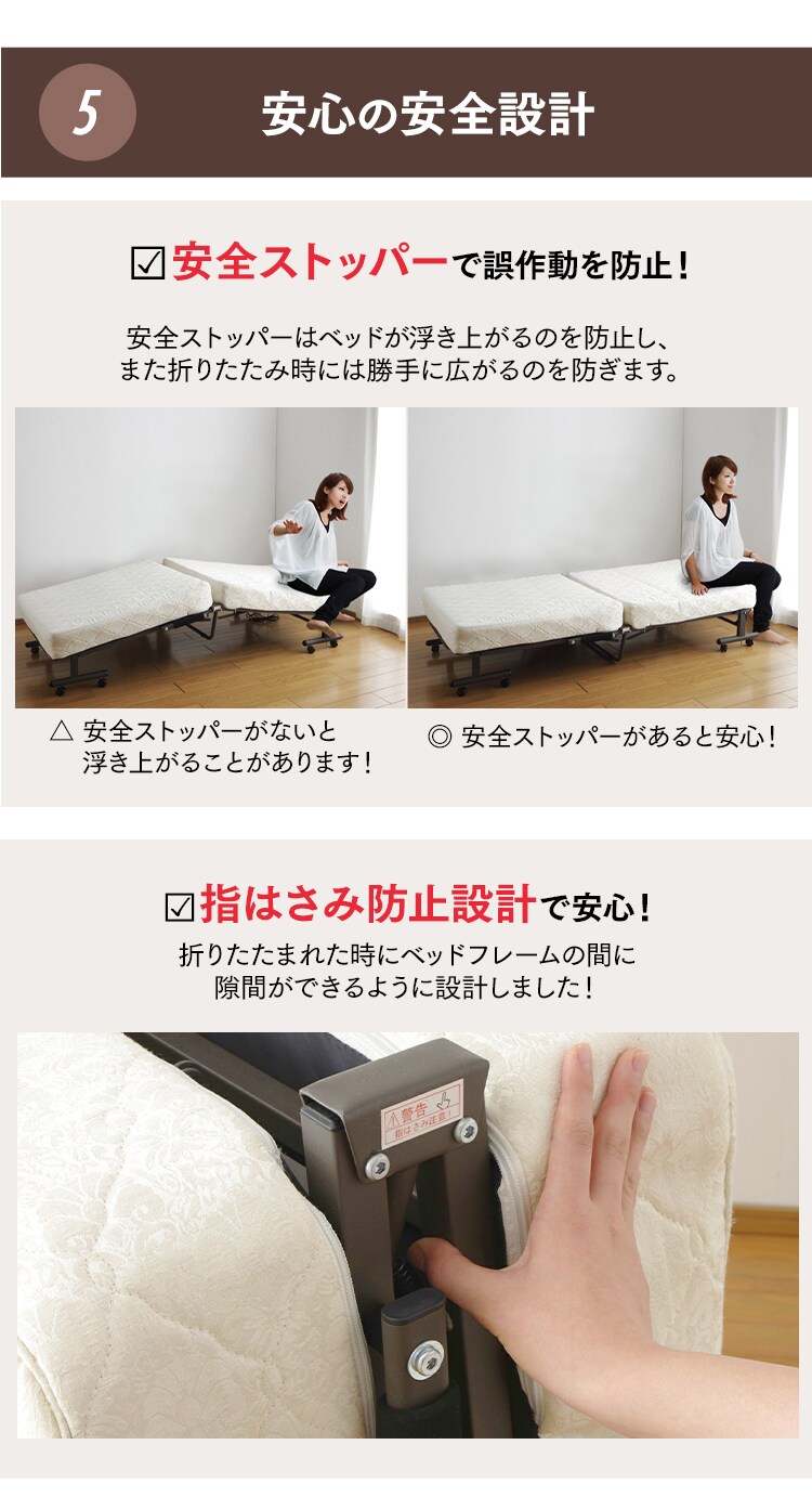 【訳あり】電動折りたたみコイルリクライニングベッド　OTB-CDN　ホワイト【完成品】11