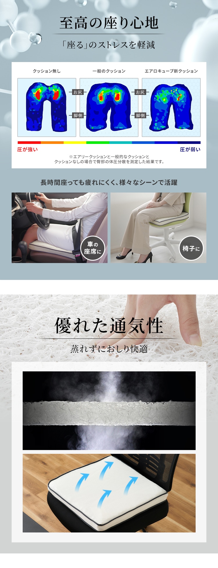 クッション 厚さ5.5㎝ エアリー CAR-4343 K536348│アイリス