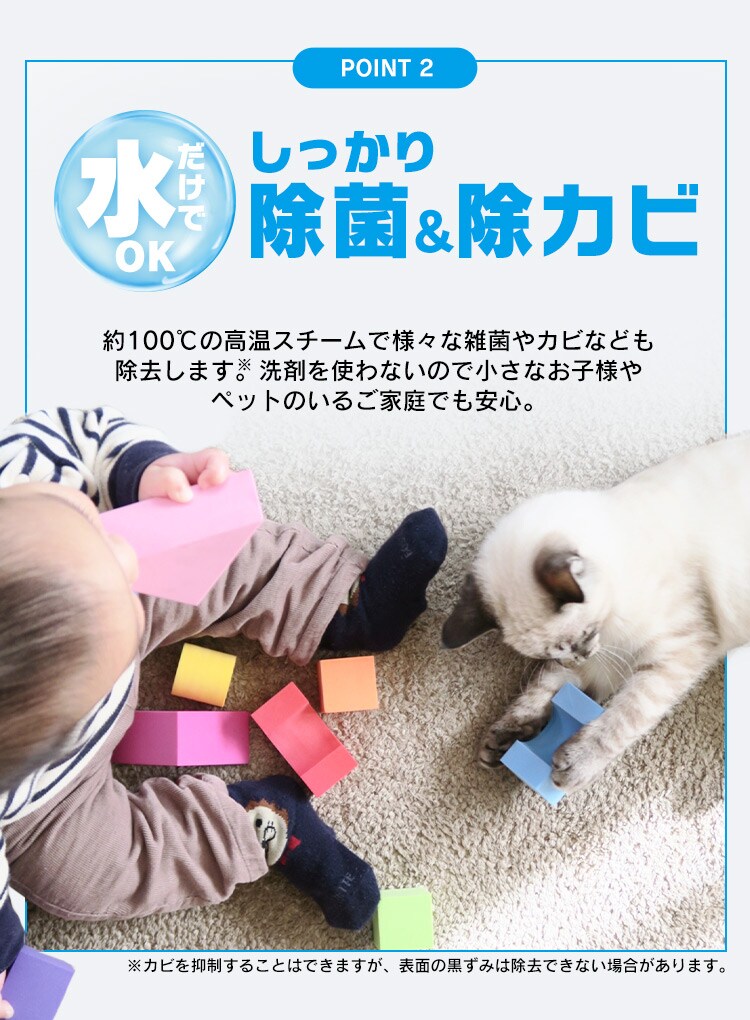 スチームクリーナー ハンディタイプ 加圧噴射方式 チャイルドロック付 STM-303 ホワイト  4