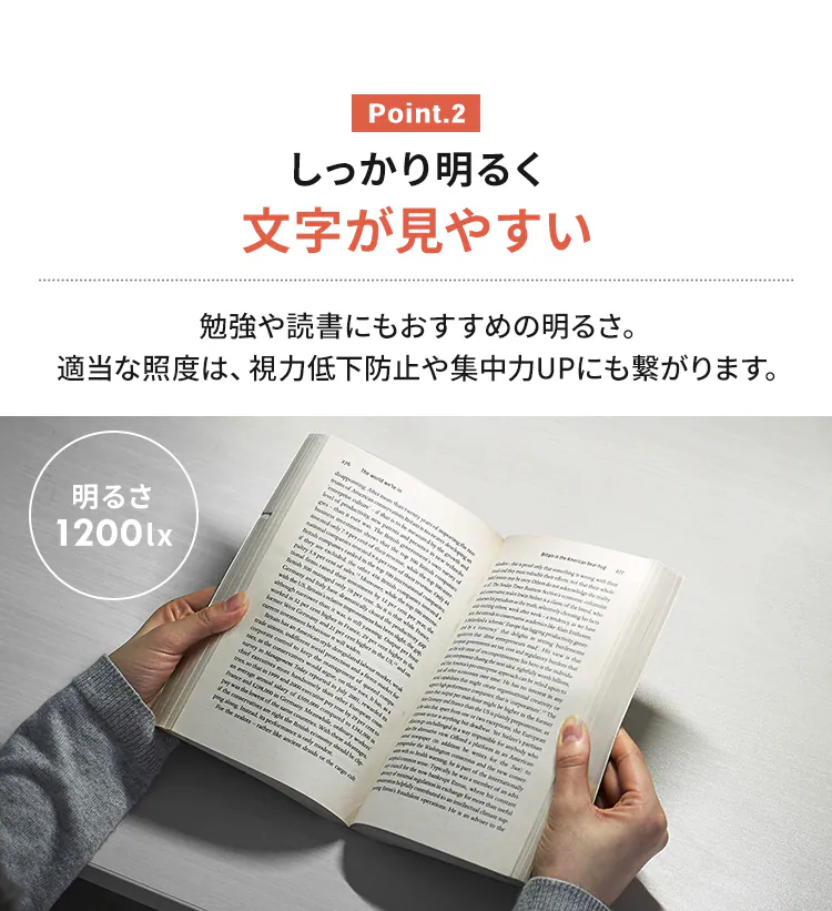 文字がしっかり見やすい明るさ