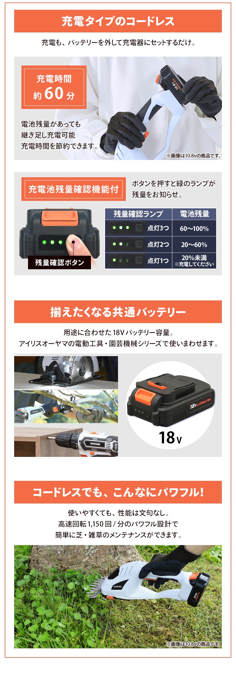 充電式 ハンディバリカン 18V 【バッテリー付き】 JHC12183