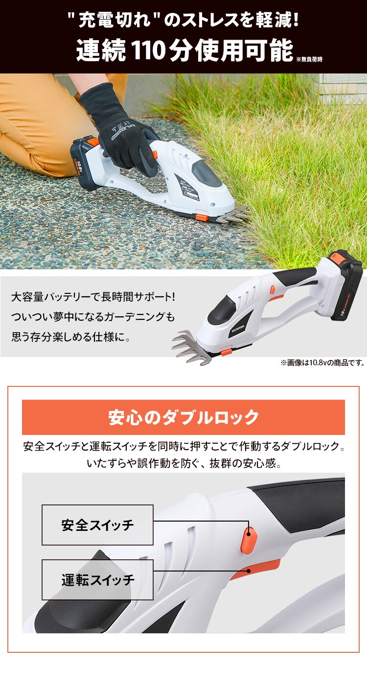 充電式 ハンディバリカン 18V 【バッテリー付き】 JHC12184