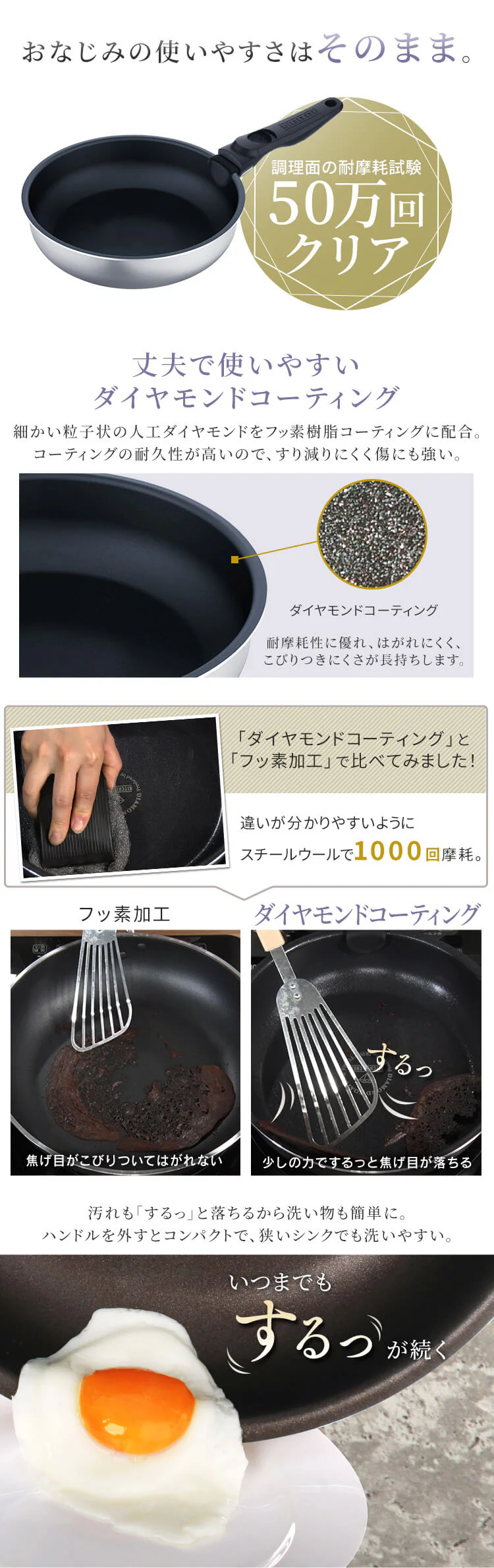 フライパン 26cm IH/ガス火対応 ダイヤモンドグレイス DG-S26F シルバー4