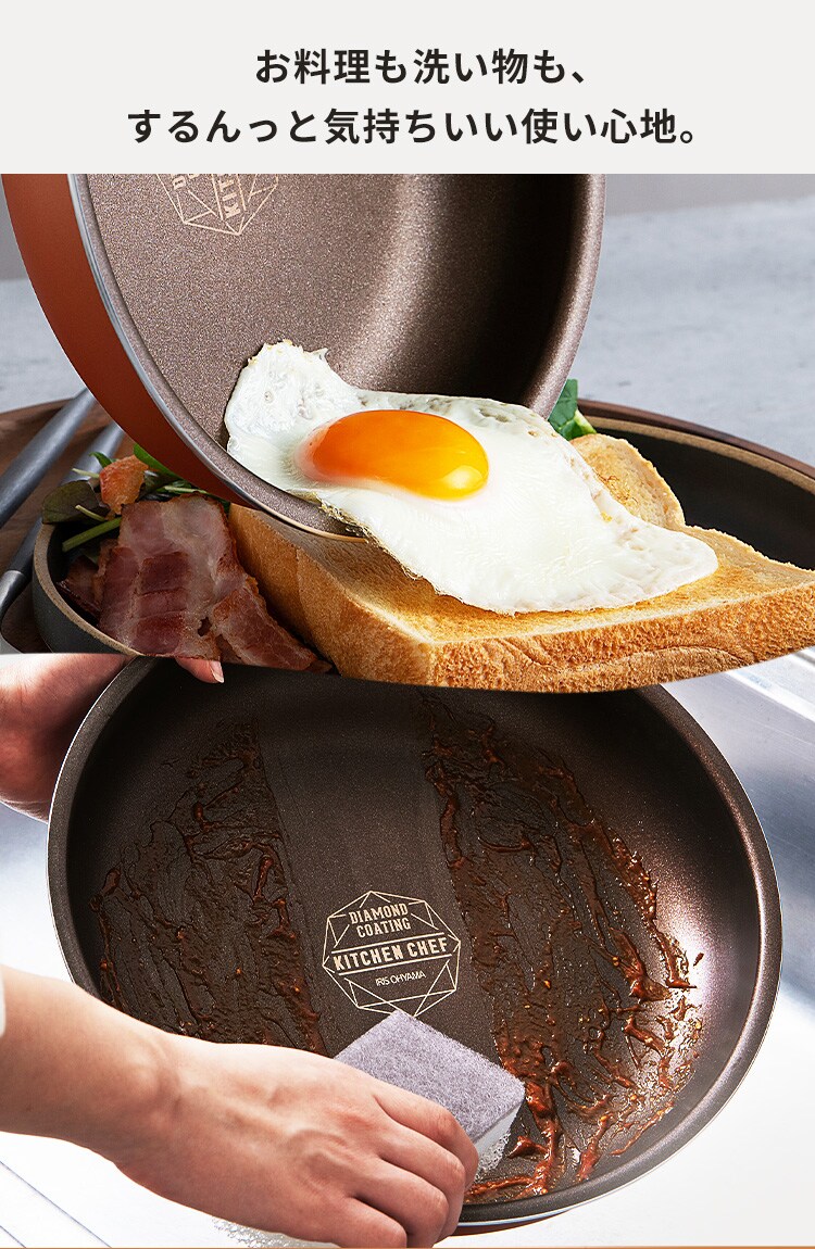 フライパン 26cm IH/ガス火対応 ダイヤモンドコートパン PDCI-T26F メタリックバーミリオン2