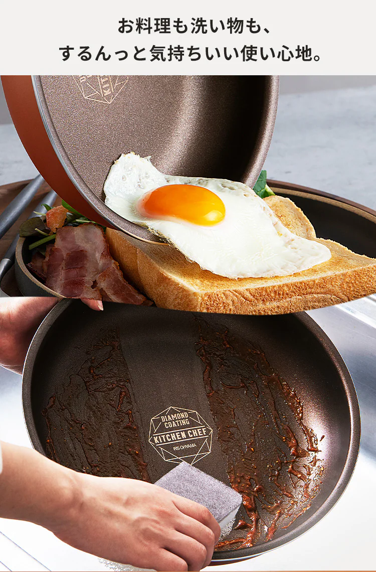 フライパン 卵焼き IH/ガス火対応 ダイヤモンドコートパン エッグパン PDCI-TE メタリックバーミリオン2