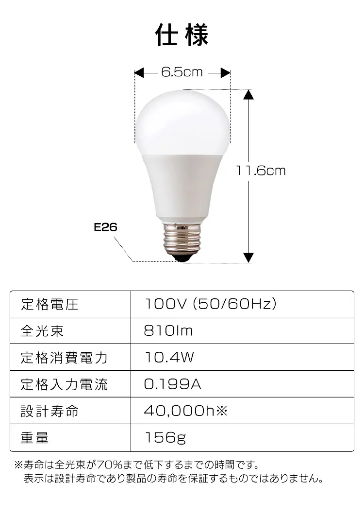 LED電球 E26口金 広配光タイプ 60W形相当 高演色 (昼白色・電球色)7