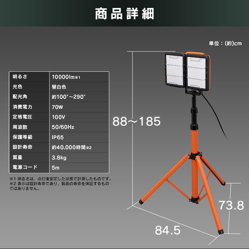 ワークライト LED ワイドパネル スタンドタイプ 置き型 防水 作業灯 