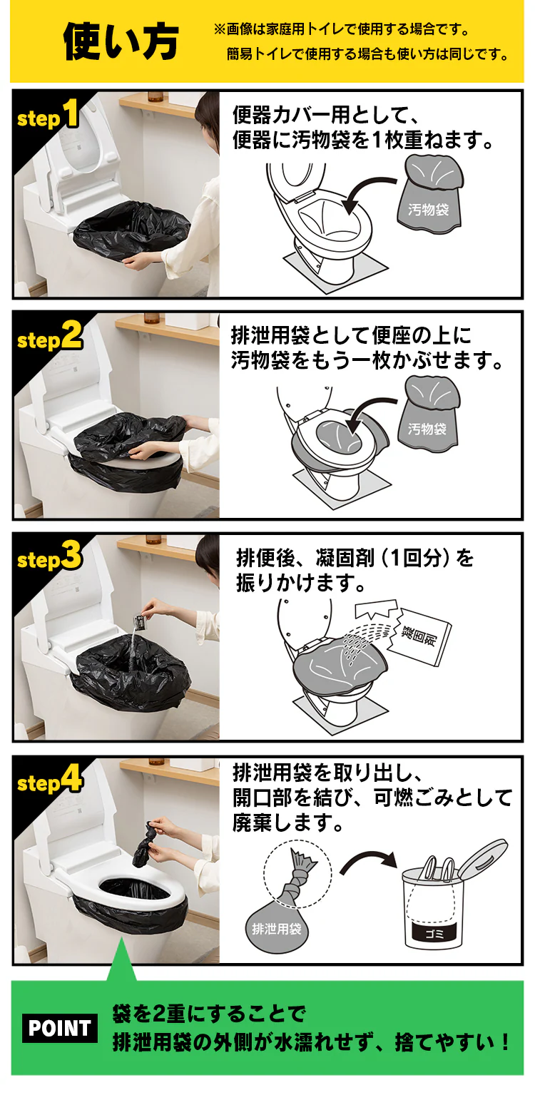 簡易トイレ 折り畳み式 処理セット5回分 BTS-250 災害用 災害グッズ 防災グッズ 非常用 非常用トイレ 非常用簡易トイレ3