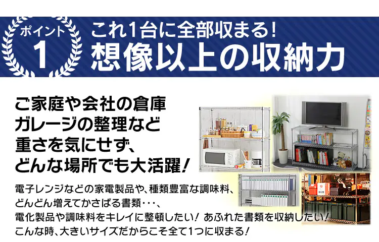 スチールラック 幅150cm メタルラック 5段 MR-1518J (ポール直径25mm・棚板5枚)2