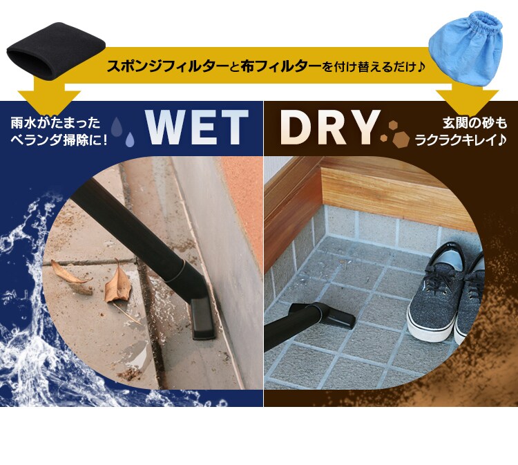 スポンジフィルターと布フィルターを付け替えるだけ