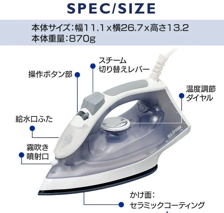 スチームアイロン IRN-21C グレー 8