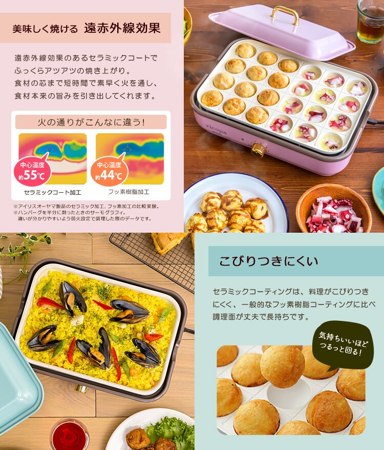 ricopa ミニホットプレート MHP-R102-AP アッシュピンク9