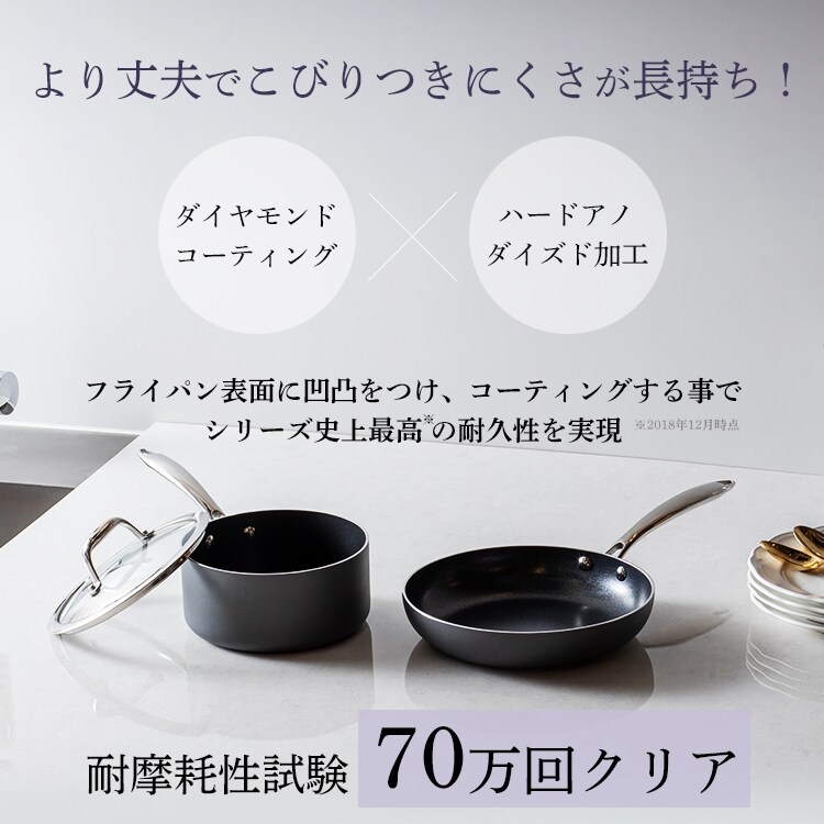 【IH対応】ダイヤモンドハードアノダイズド　3点セット DHA-SE33