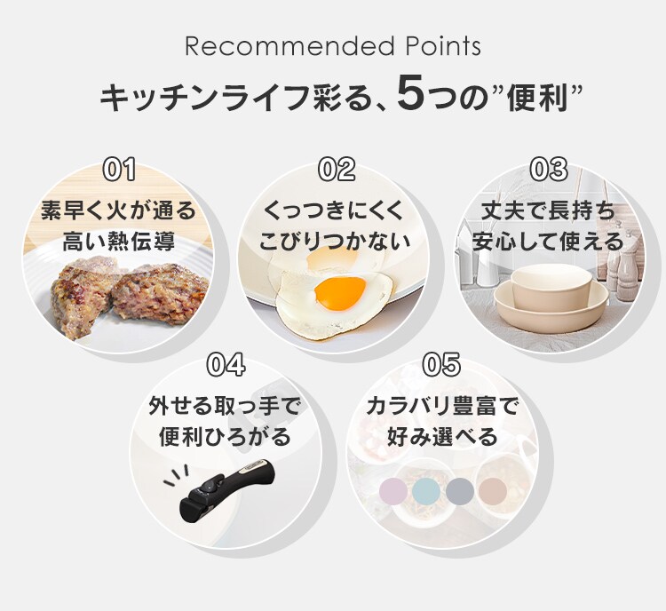 【訳あり】【IH対応】KITCHEN CHEF セラミックカラーパン 3点セット CC-SE3N ベージュ2