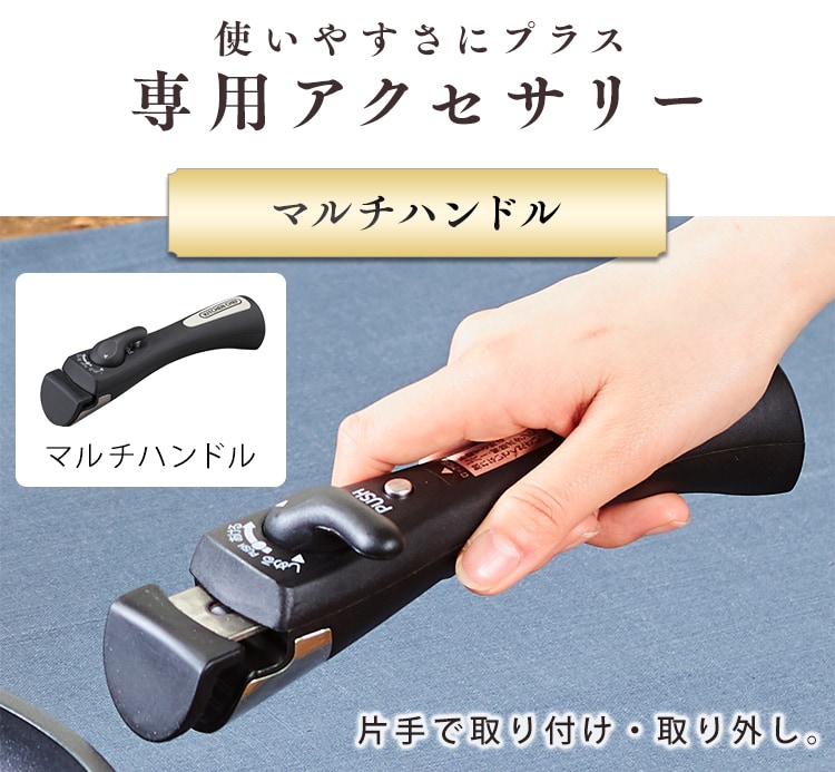 片手で取り付け取り外しができるマルチハンドル