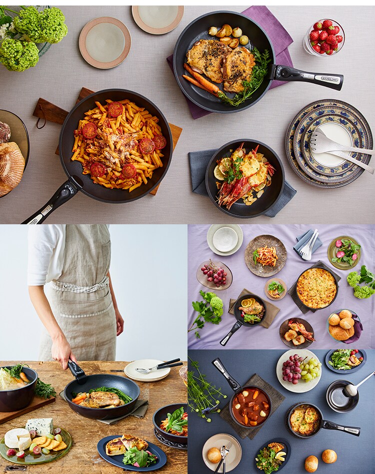 【IH対応】KITCHEN CHEF ダイヤモンドコートパン グレードプラス 9点セット IZ-SE9 パープル23