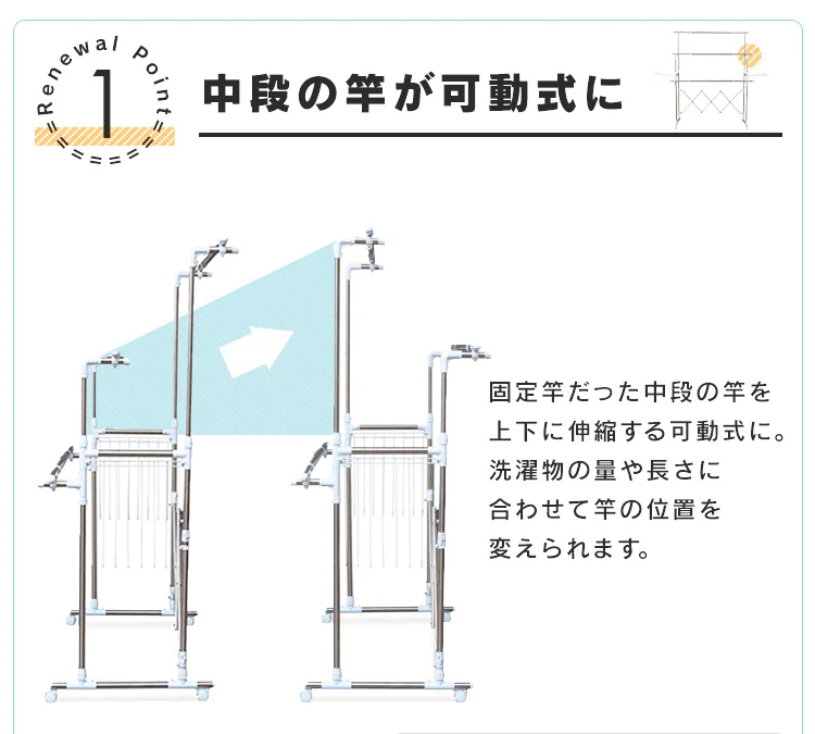 物干し 室内用 折りたたみ式 キャスター付き KTM-2018R5